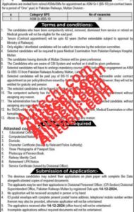 Pakistan Railways Jobs In Multan December 2024